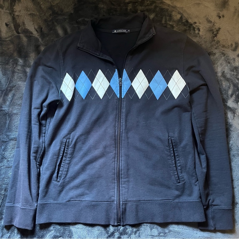 Hang Ten Navy Blue Argyle Sweater